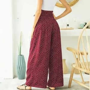 Boutique leg belted polkadot pant